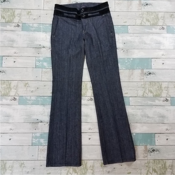 7 For All Mankind Wide Leg Bootcut Denim Trouser Jeans 27 Velvet Waist Accent - Picture 2 of 15